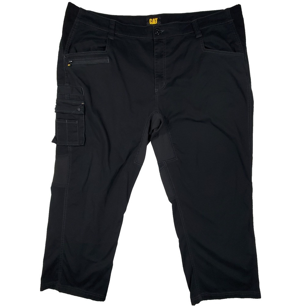 CAT Caterpillar Work Cargo Pants Black Mens 48x30 Heavy Duty Stretch Utility